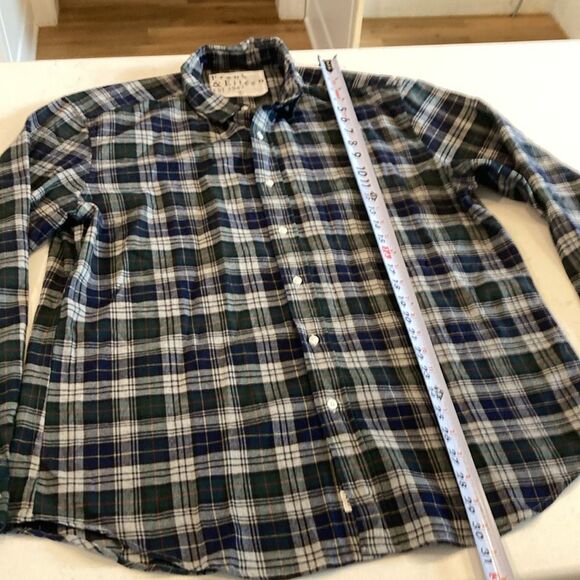 Frank & Eileen Finbar Blue Green Plaid Button Down Italian cotton flannel Shirt - Picture 7 of 8